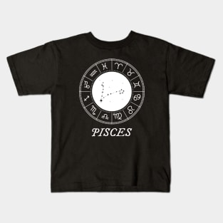 Pisces Zodiac Sign Design With Constellation Kids T-Shirt